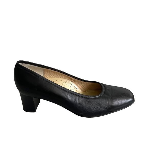 Valleverde Italy Ballet Style Slip On Pumps Heels Shoes Block Heels Black 39 - Picture 2 of 11